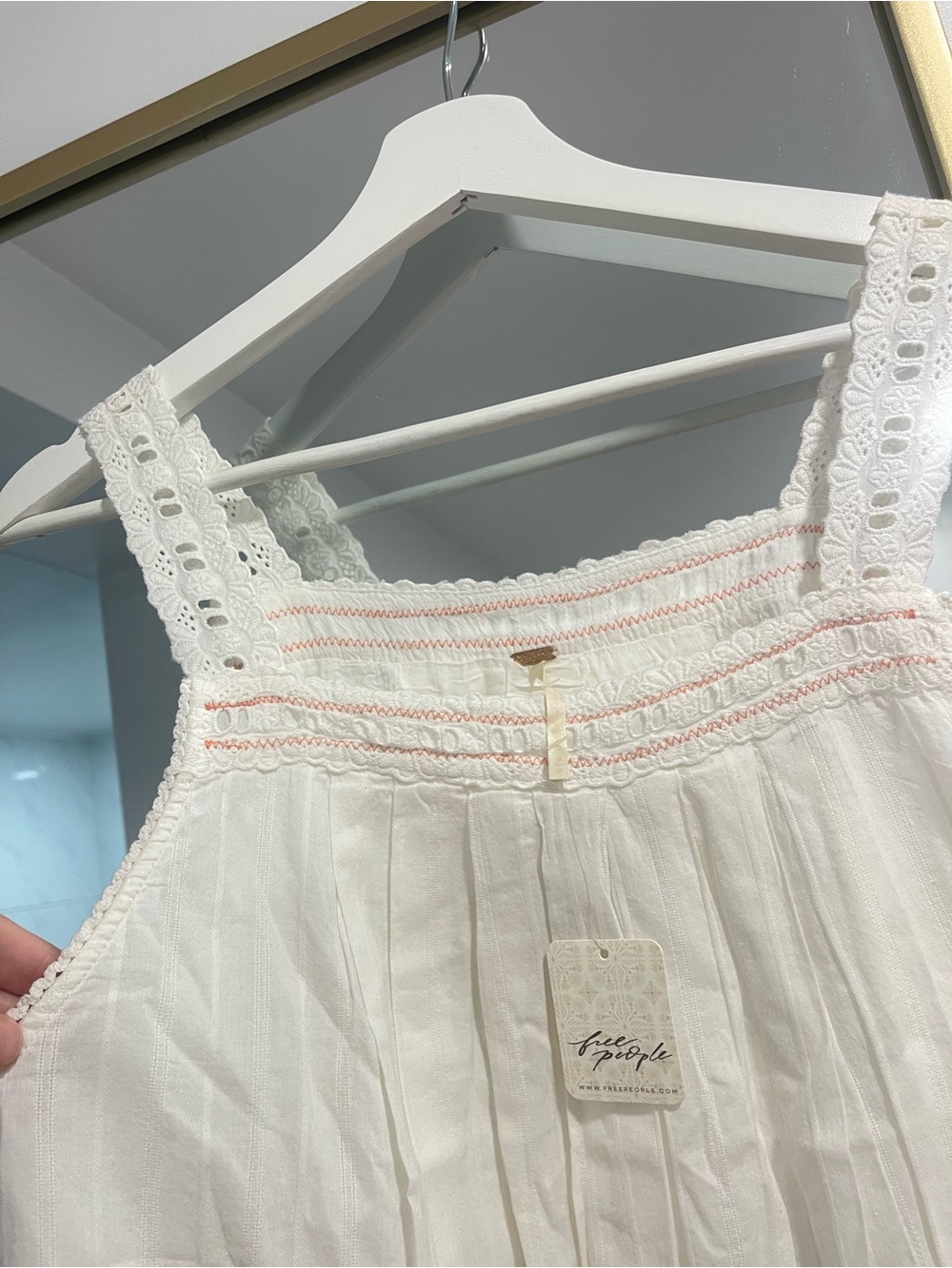 NWT Free People Latecia Embroidered Mini Dress Cotton Rayon Size medium ivory - Picture 7 of 12